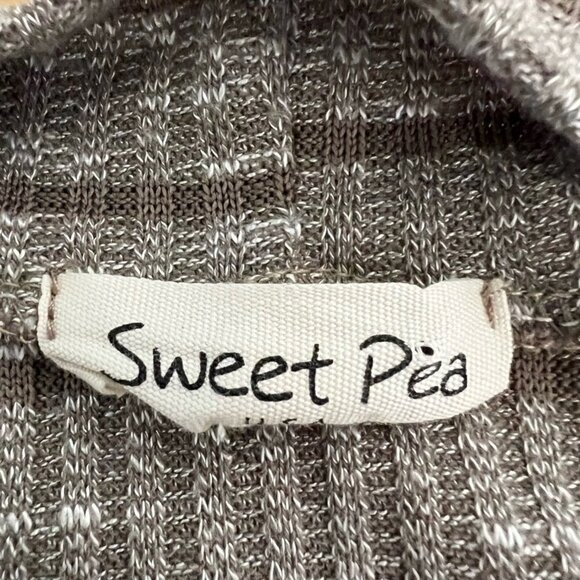 Sweet Pea Womens Cardigan Sweater Brown/White Striped Long Sleeve Waffle Knit L - Picture 10 of 10